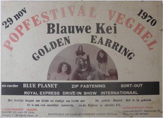 Golden Earring show announcement Veghel - De Blauwe Kei November 29, 1970